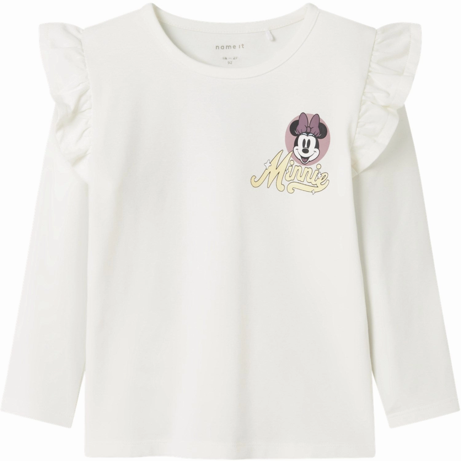 Name It Cloud Dancer Desire Minnie Mouse Blouse Multi Layer Stitching Geometric Pattern