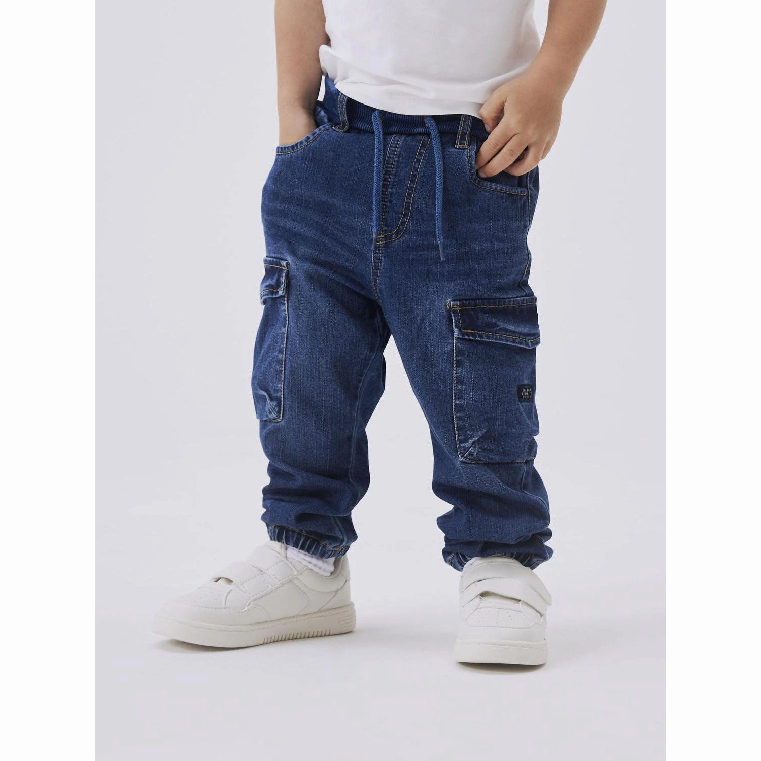 Name It Dark Blue Denim Ben Baggy Cargo Jeans Noos Neutral Fabric