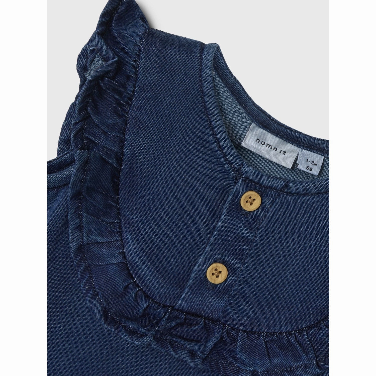 Luxury Date Name It Dark Blue Denim Ruby Denim Frill Suit