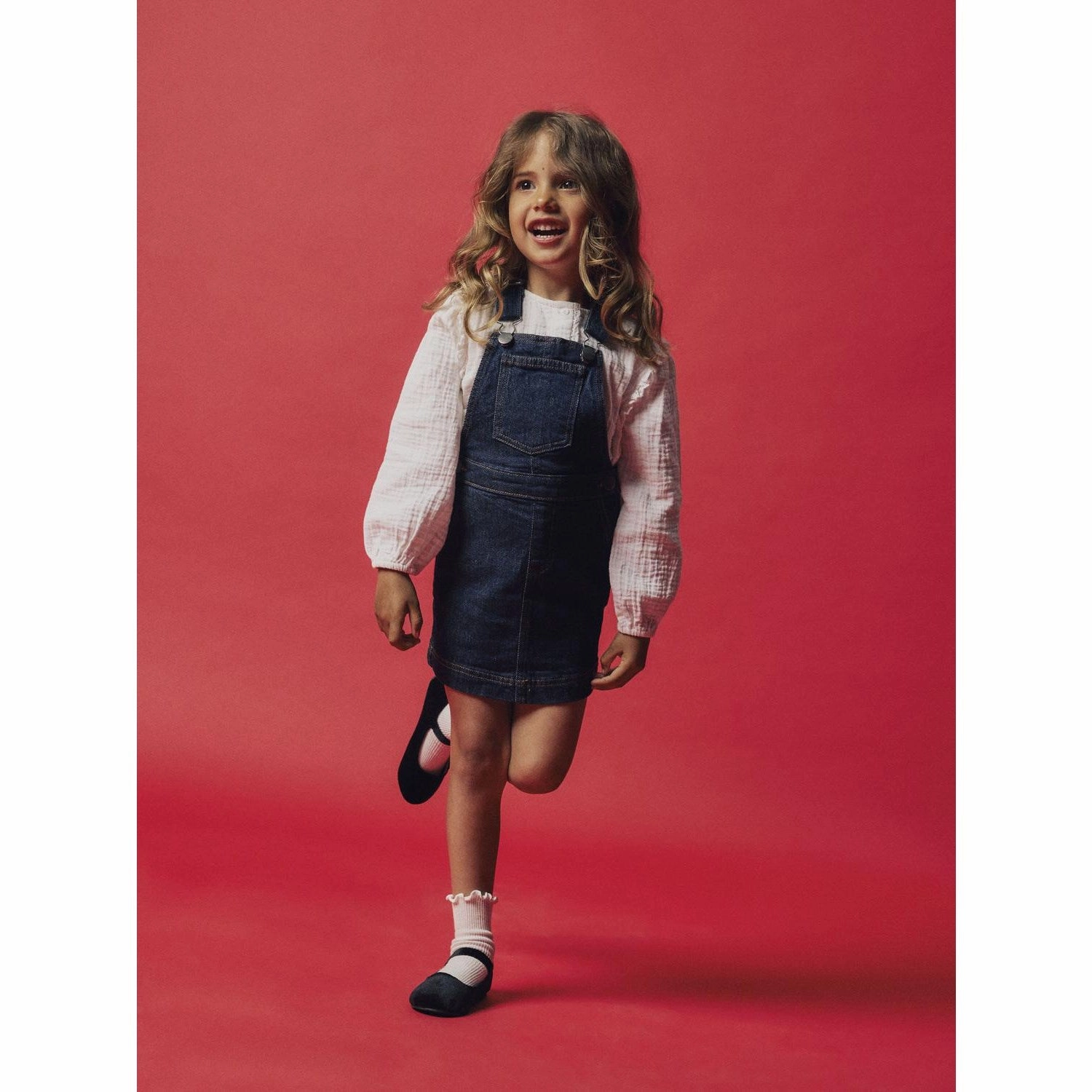 Name It Dark Blue Denim Unwashed Rae Denim Spencer Dress Layered Volume