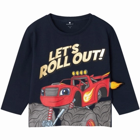 Name It Dark Sapphire Oby Blaze Regular Blouse Wrinkle-Resistant Glossy Texture