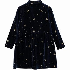 Name it Dark Sapphire Rifly Velour Dress Sleek Presence Lightweight warm-weather dress