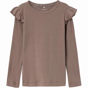 Name it Deep Taupe Ninna Slim Blouse Smart Appearance Anti Cling Fabric