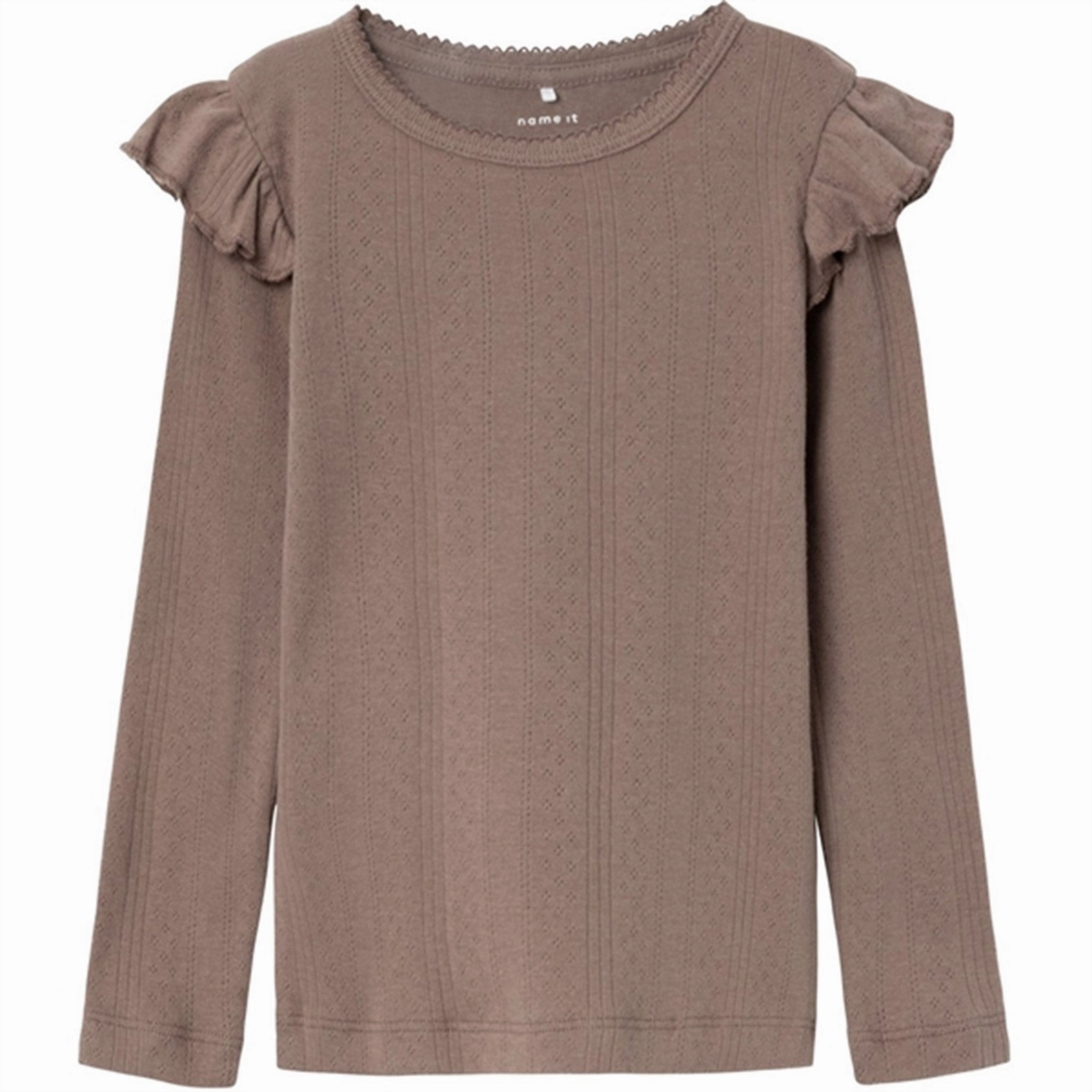 Name it Deep Taupe Ninna Slim Blouse Smart Appearance Anti Cling Fabric