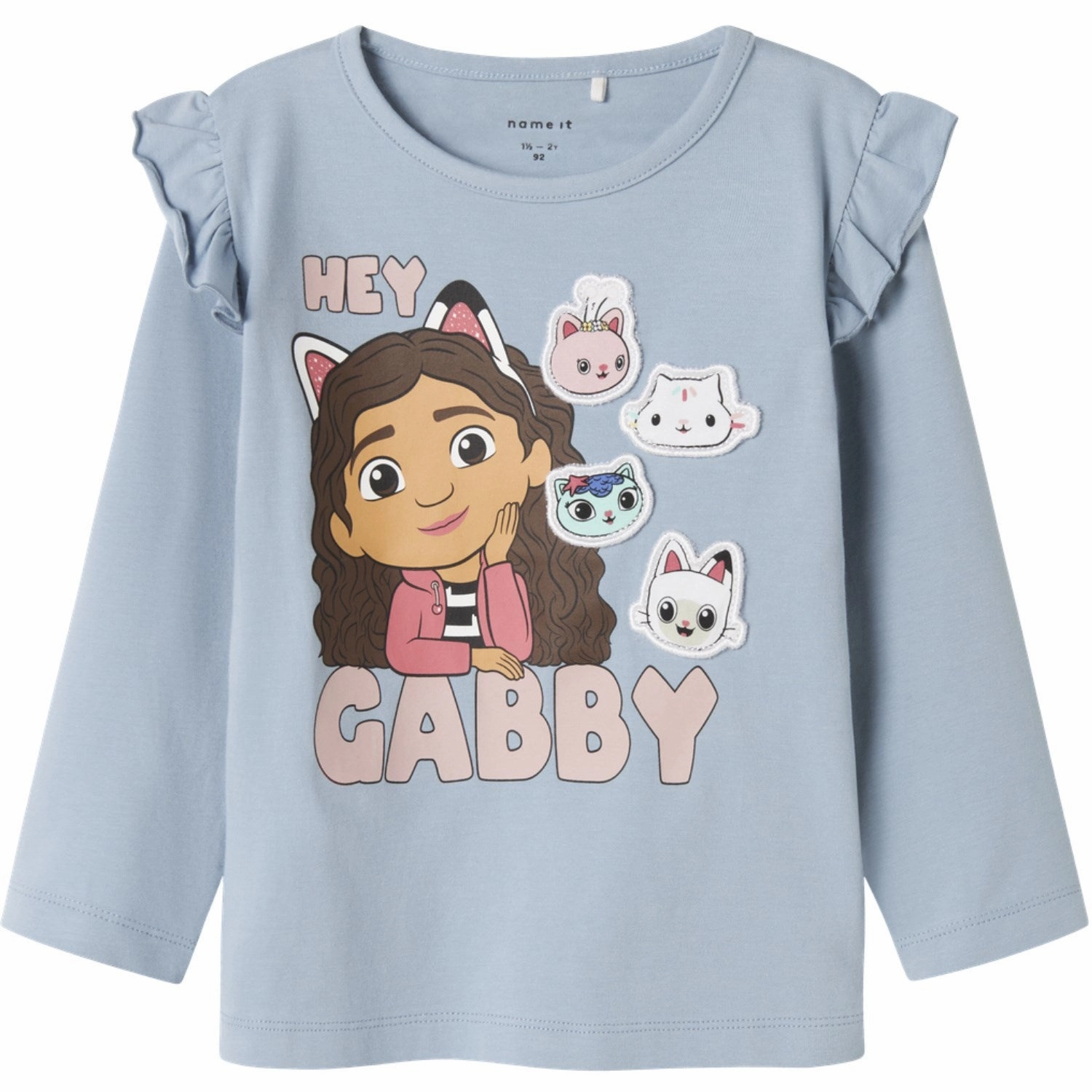 Abstract print Layered Hemline Name It Dusty Blue Nmfjutte Gabby Ls Top Box Sky