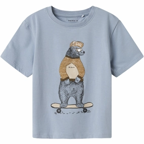 casual outing Relax Outfit Name It Dusty Blue Nmmlinden Ss Nreg Top Box