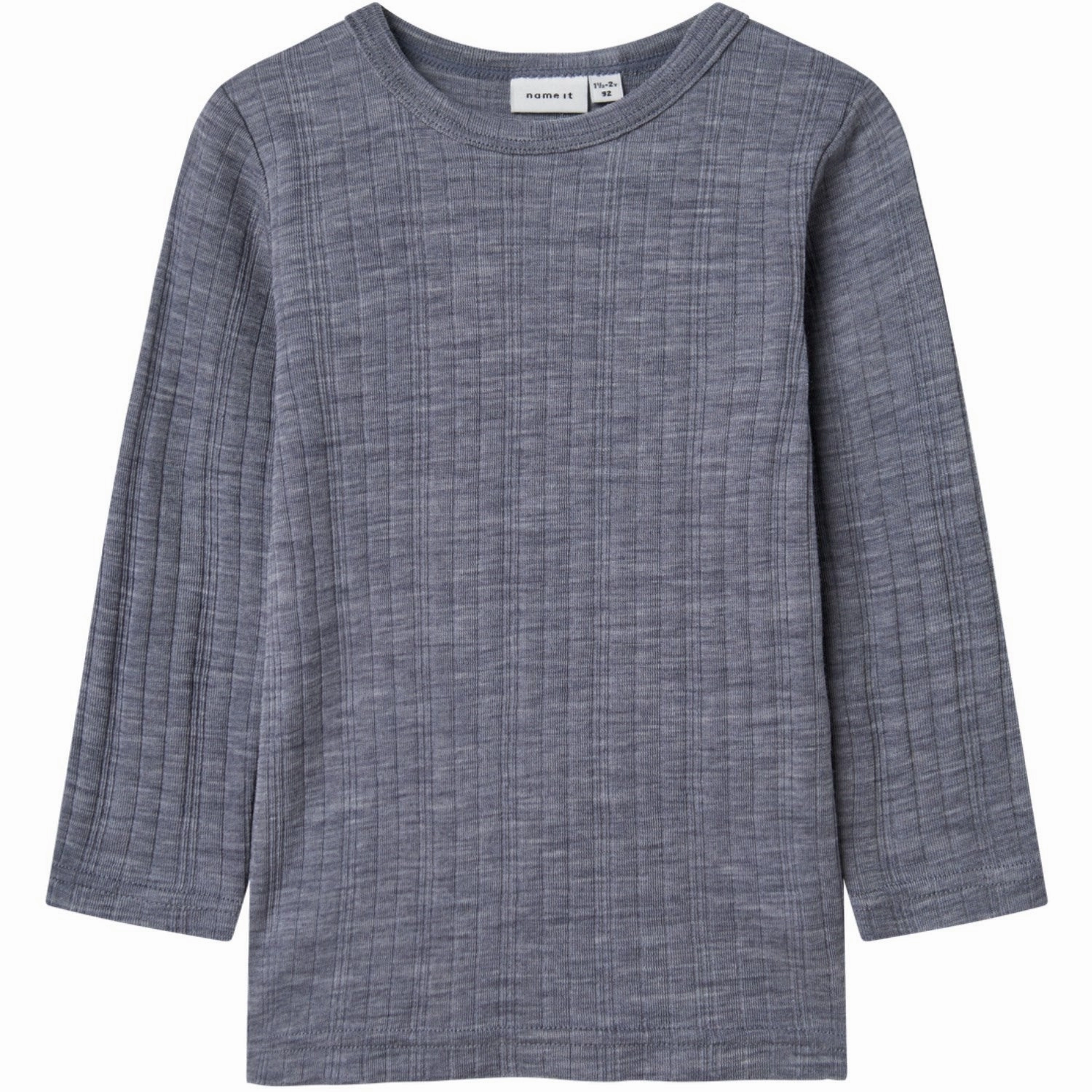 Name It Folkstone Gray Nmmwang Wool Needle Ls Top Solid Noos Advanced Moisture Management