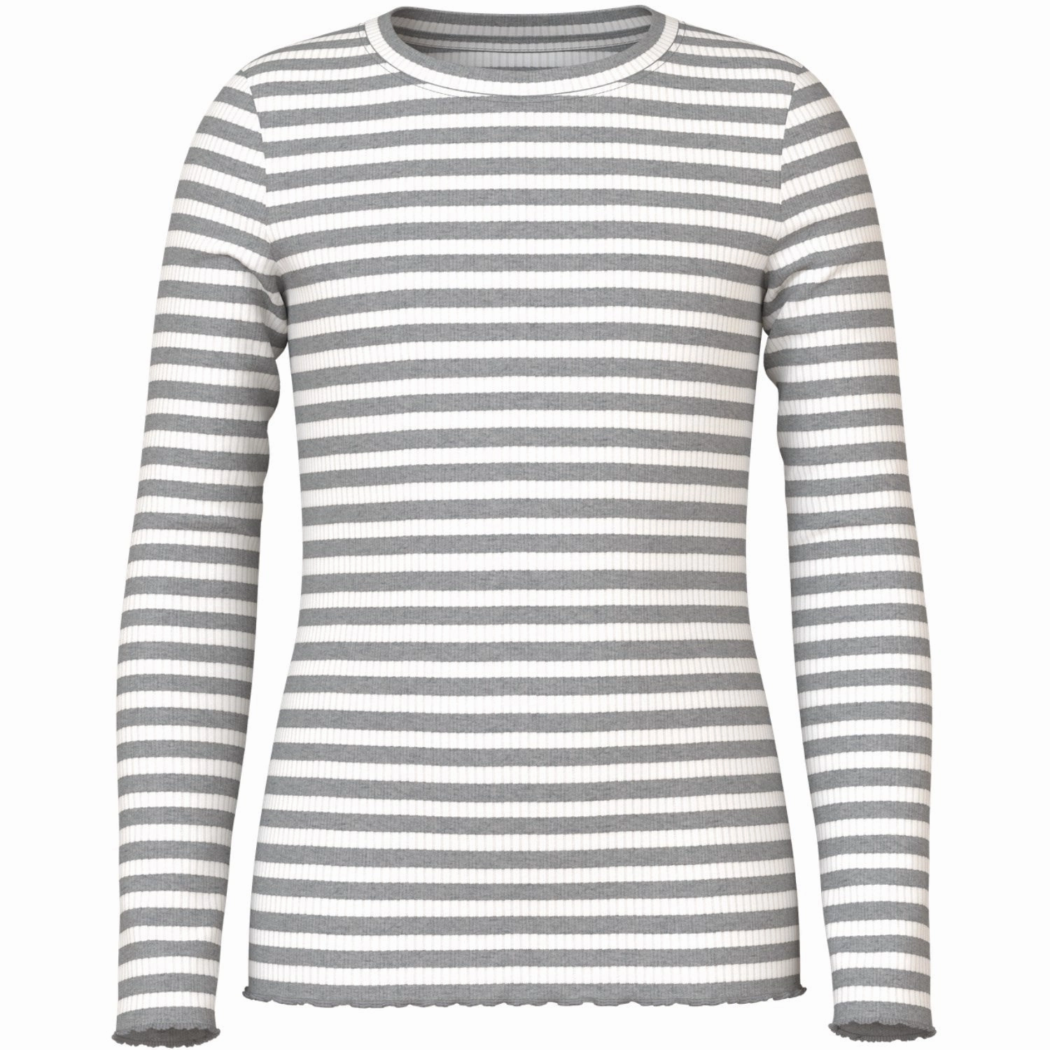 Name It Grey Melange Cloud Dancer Nkfvemma Ls Slim Top Printed design Stretchable Cloth