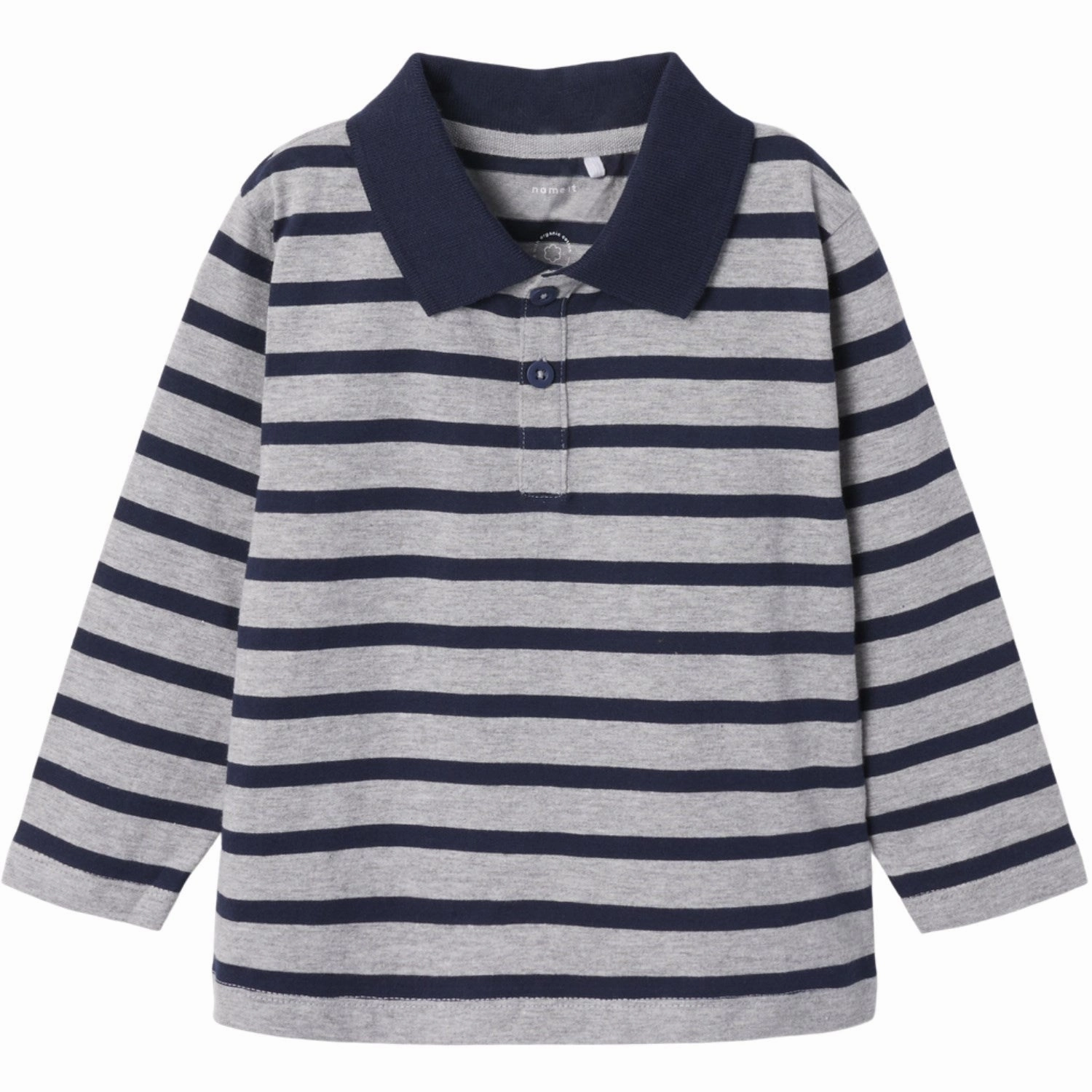 Soft Collar Construction Bound Seam Finish Name It Grey Melange Nmmotis Ls Nreg Polo