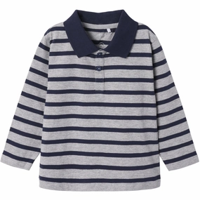 Soft Collar Construction Bound Seam Finish Name It Grey Melange Nmmotis Ls Nreg Polo