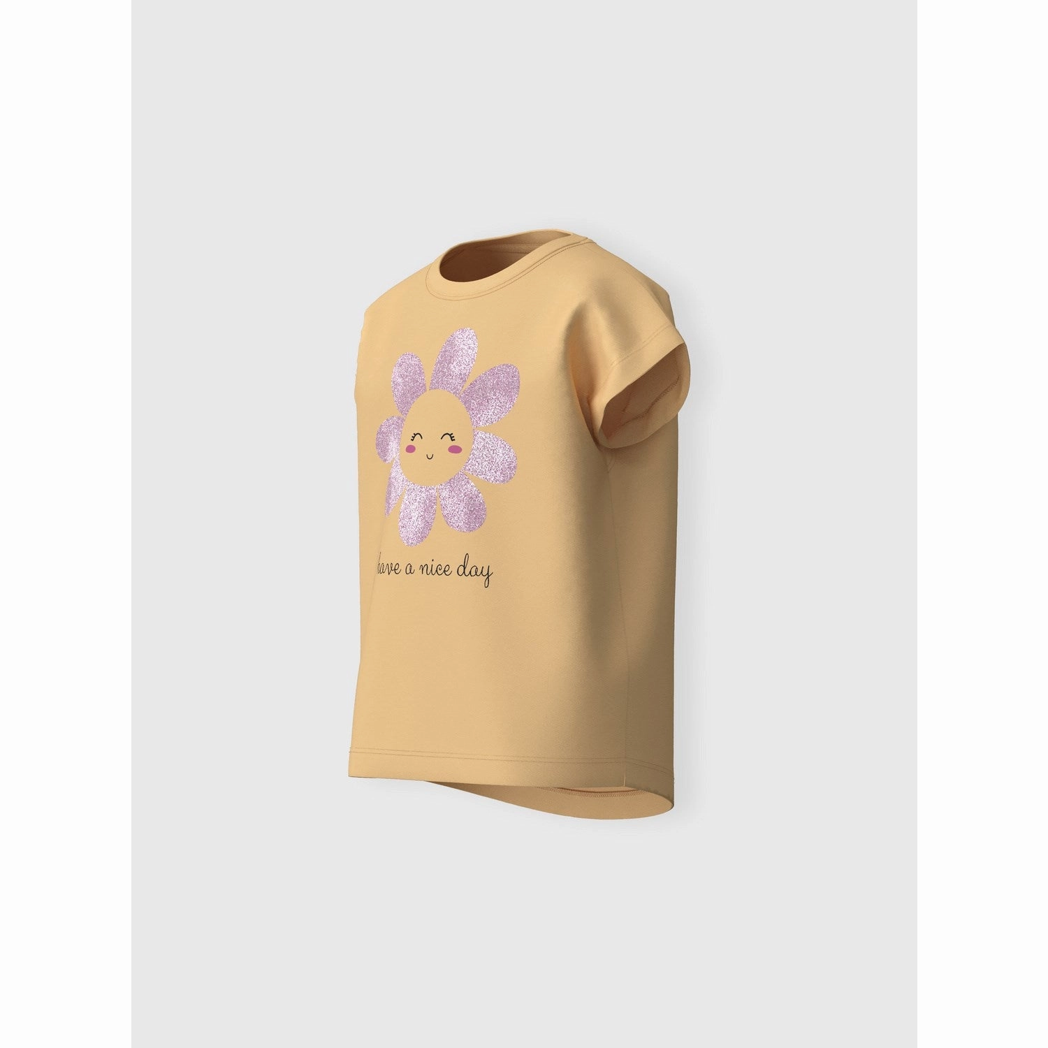 Name It Impala Have A Nice Day Violet T-Shirt Ribbed Collar Trim