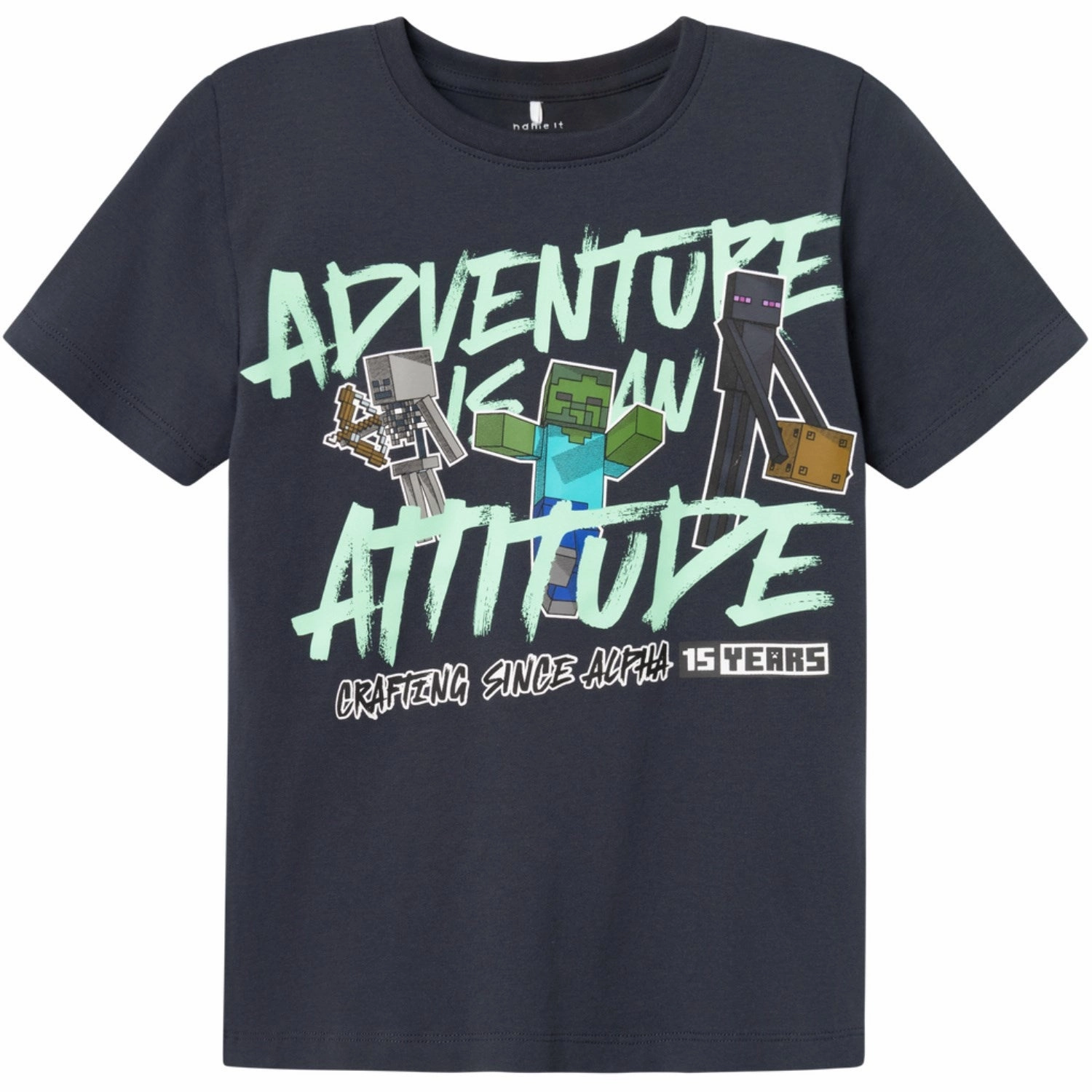 SoftTouchFinish Breathable mesh lining Name It India Ink Marlol Minecraft T-Shirt