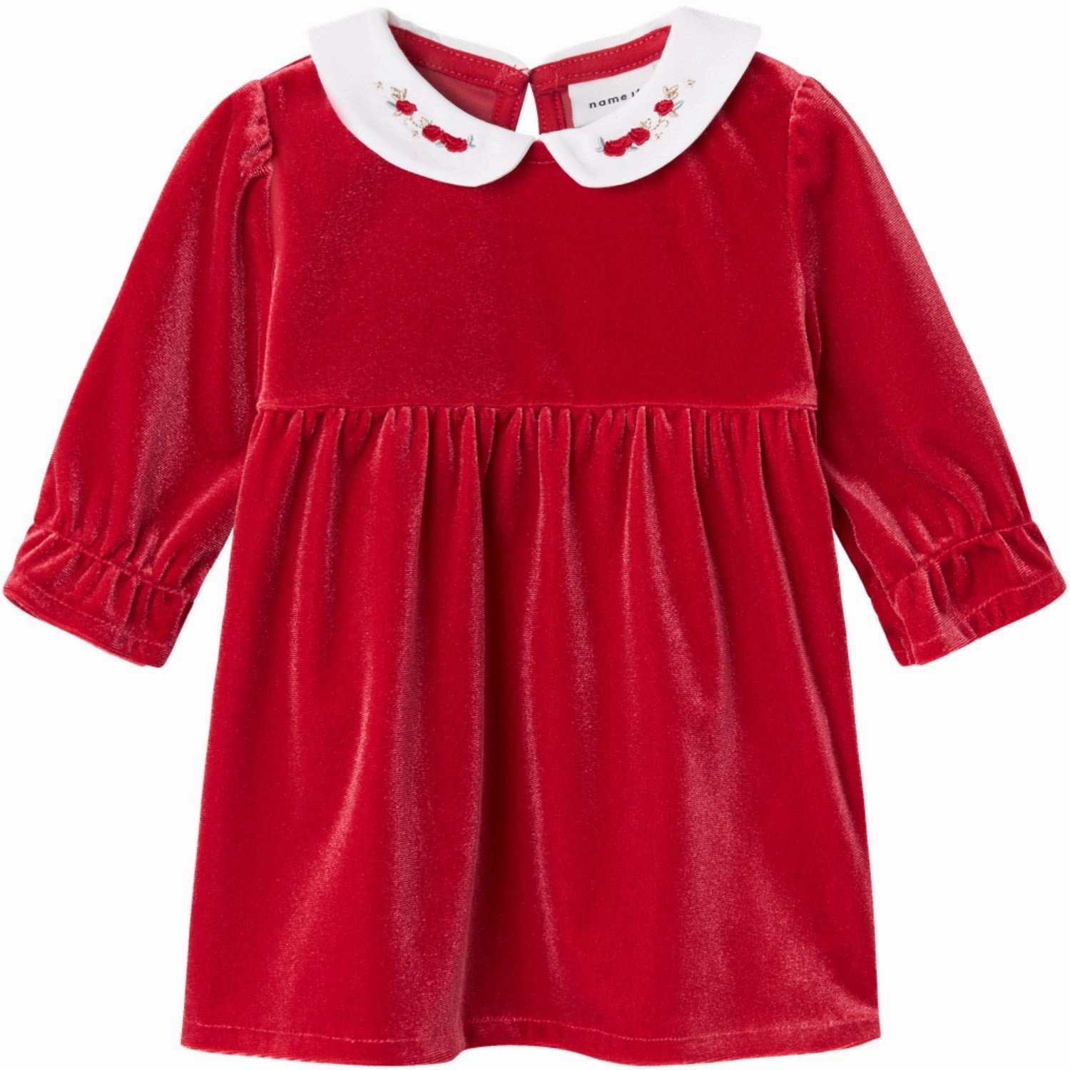 museum visit Name It Jester Red Rinna Velour Dress