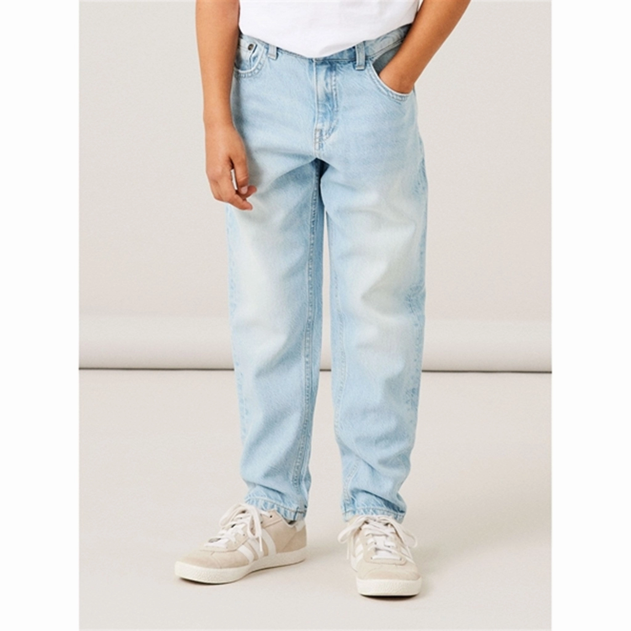 High Rise Garment Washed Softness Name it Light Blue Denim Ben Tapered Jeans Noos