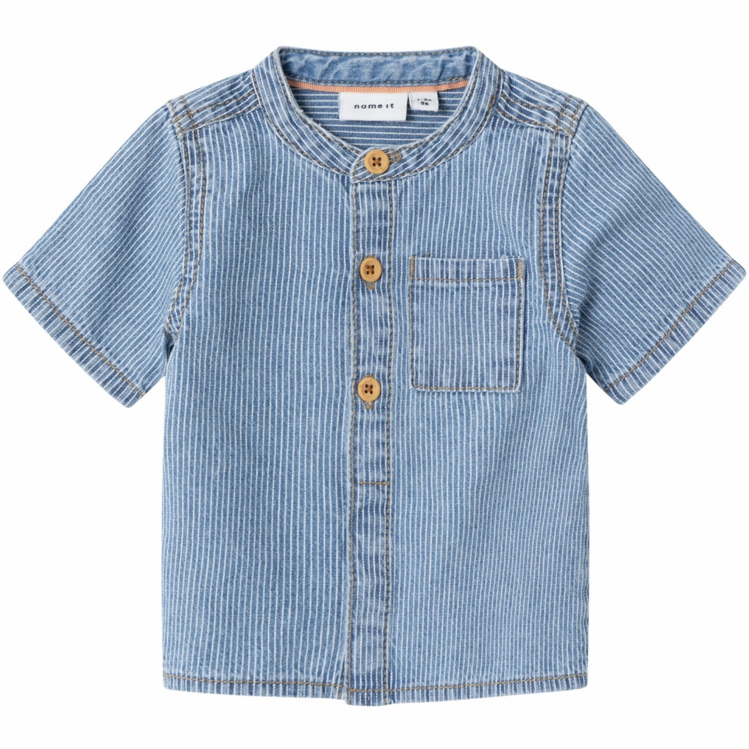 Stylish Appearance Stylish Element Name It Light Blue Denim Leo Stripe Denim Shirt