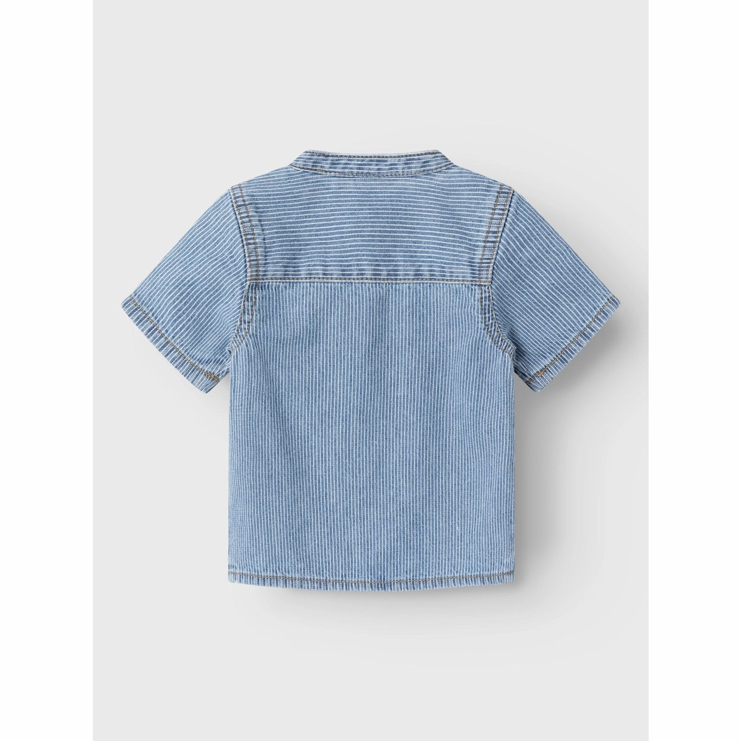 Name It Light Blue Denim Leo Stripe Denim Shirt Laser Cut Edge Detail