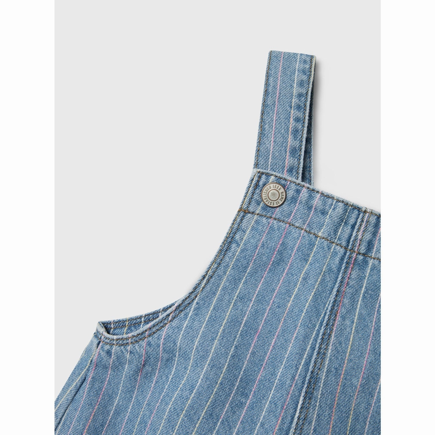 Pleated design Name It Light Blue Denim Multi Macie Stripe Denim Spencer Dress