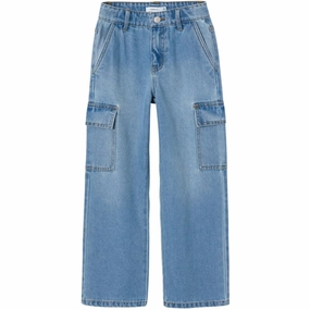 Work Friendly Name it Light Blue Denim Rose Wide Cargo Jeans Noos