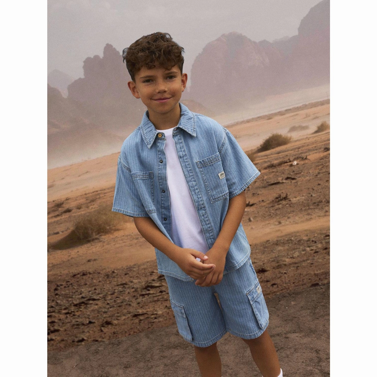 Name It Light Blue Denim Stripes Felix Denim Shirt Recycled Polyester Blend Smooth Stitch Pattern