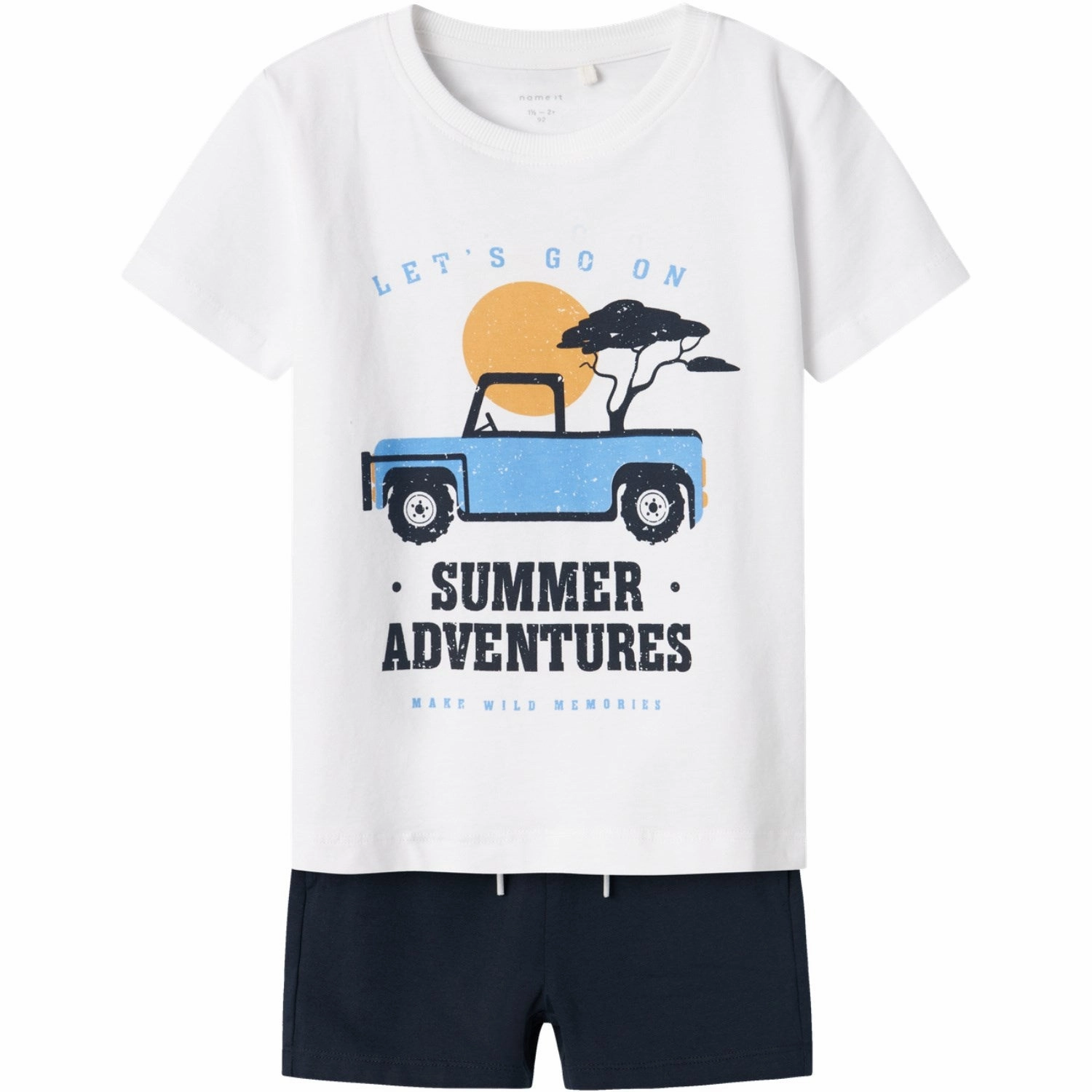 Name It Lucent White Nmmjaspen Ss Shorts Set Pb Elastic Band Printed Pattern