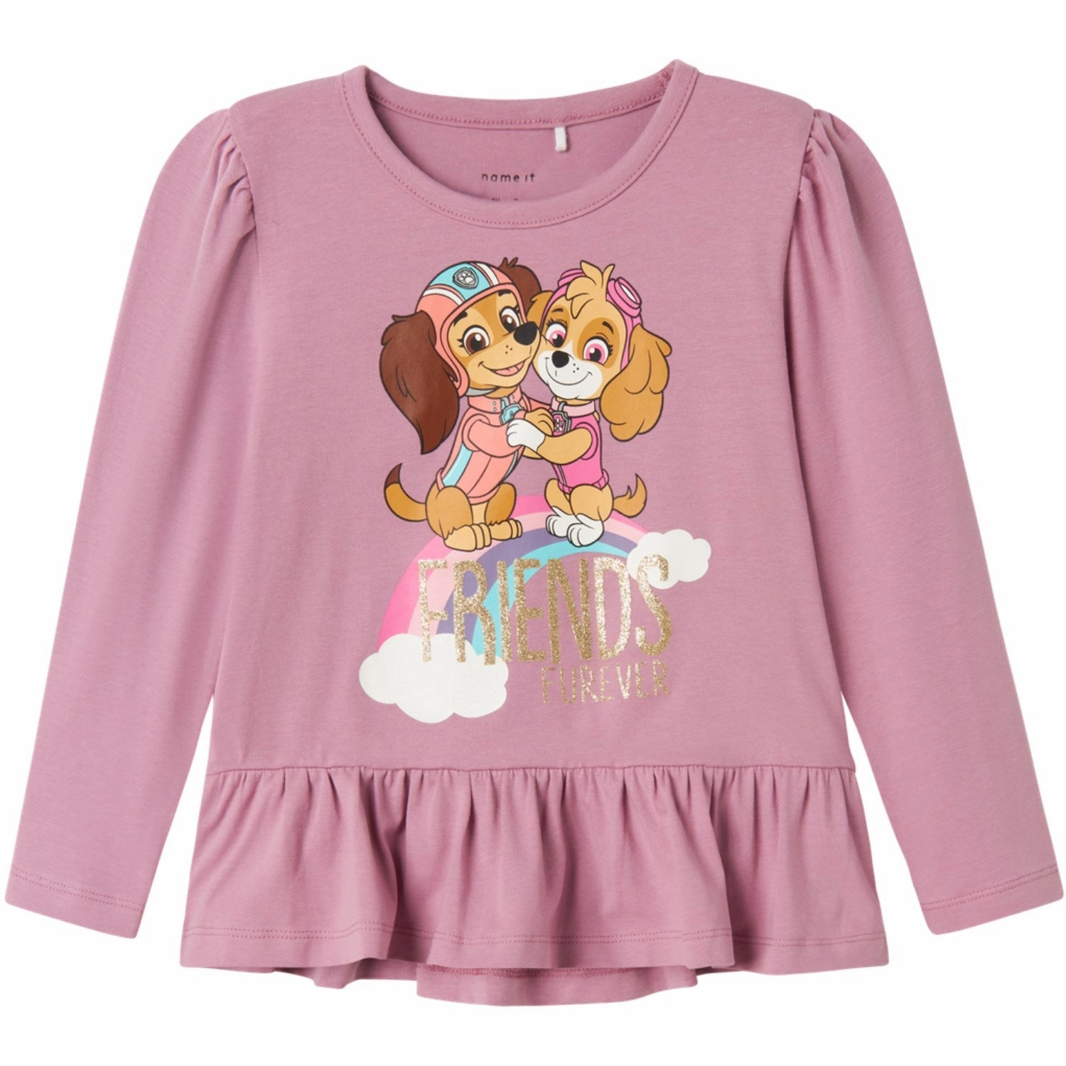 Name It Mauve Orchid Narras Paw Patrol Blouse Micro Perforated Texture Lightweight Weave