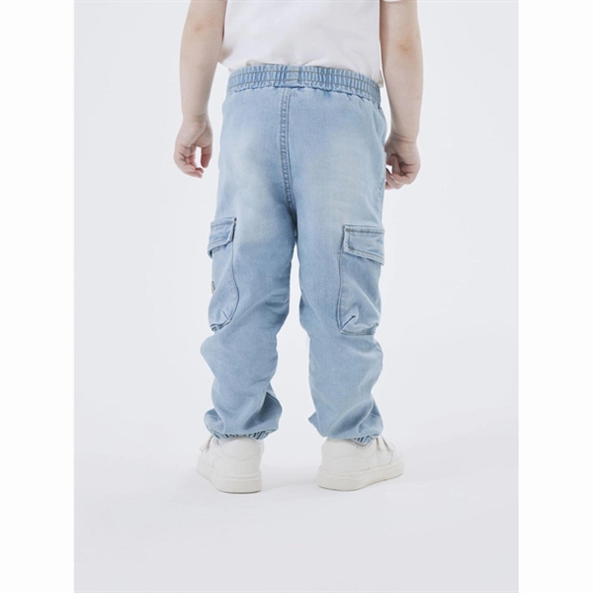 Four Way Stretch Fabric Name it Medium Blue Denim Ben Baggy Cargo Jeans Noos