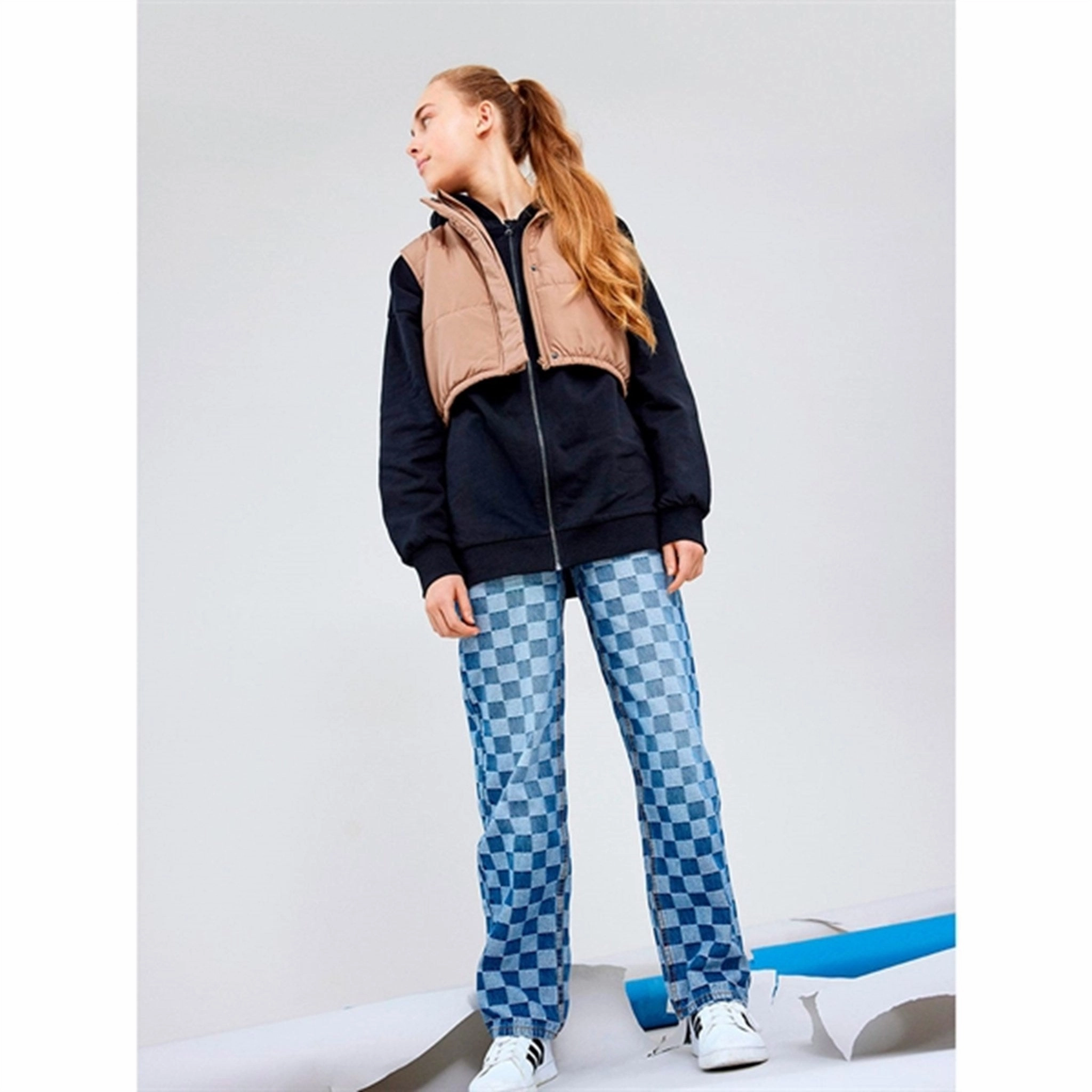 Name it Medium Blue Denim Checkizza Straight Jeans Premium Professional Wear Unisex Wear Stretch Denim Technology