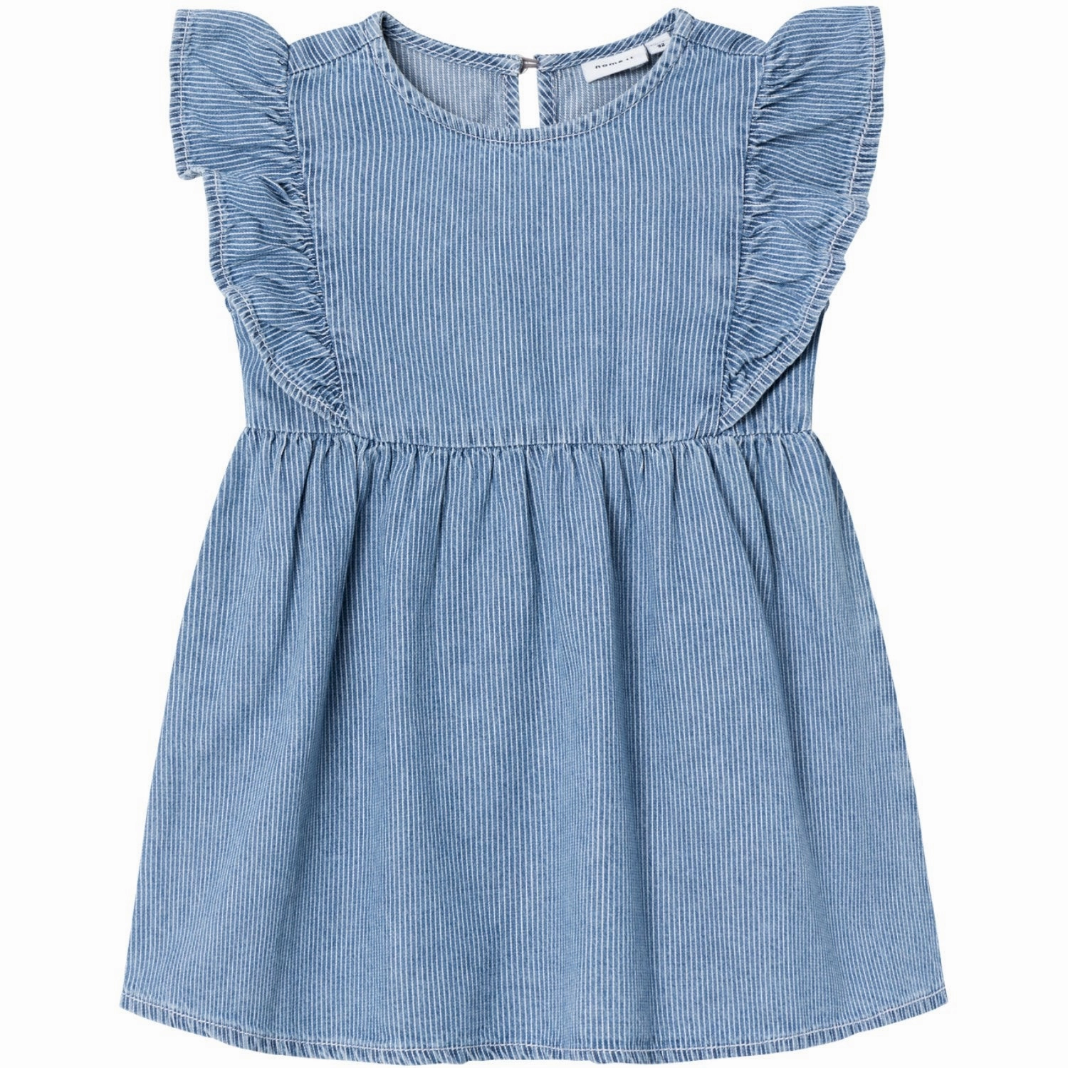 Name It Medium Blue Denim Lise Denim Dress Beaded-Sleeve Romantic Soft