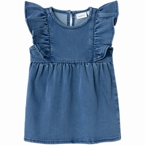 Back-Zip Name It Medium Blue Denim Lotus Denim Dress