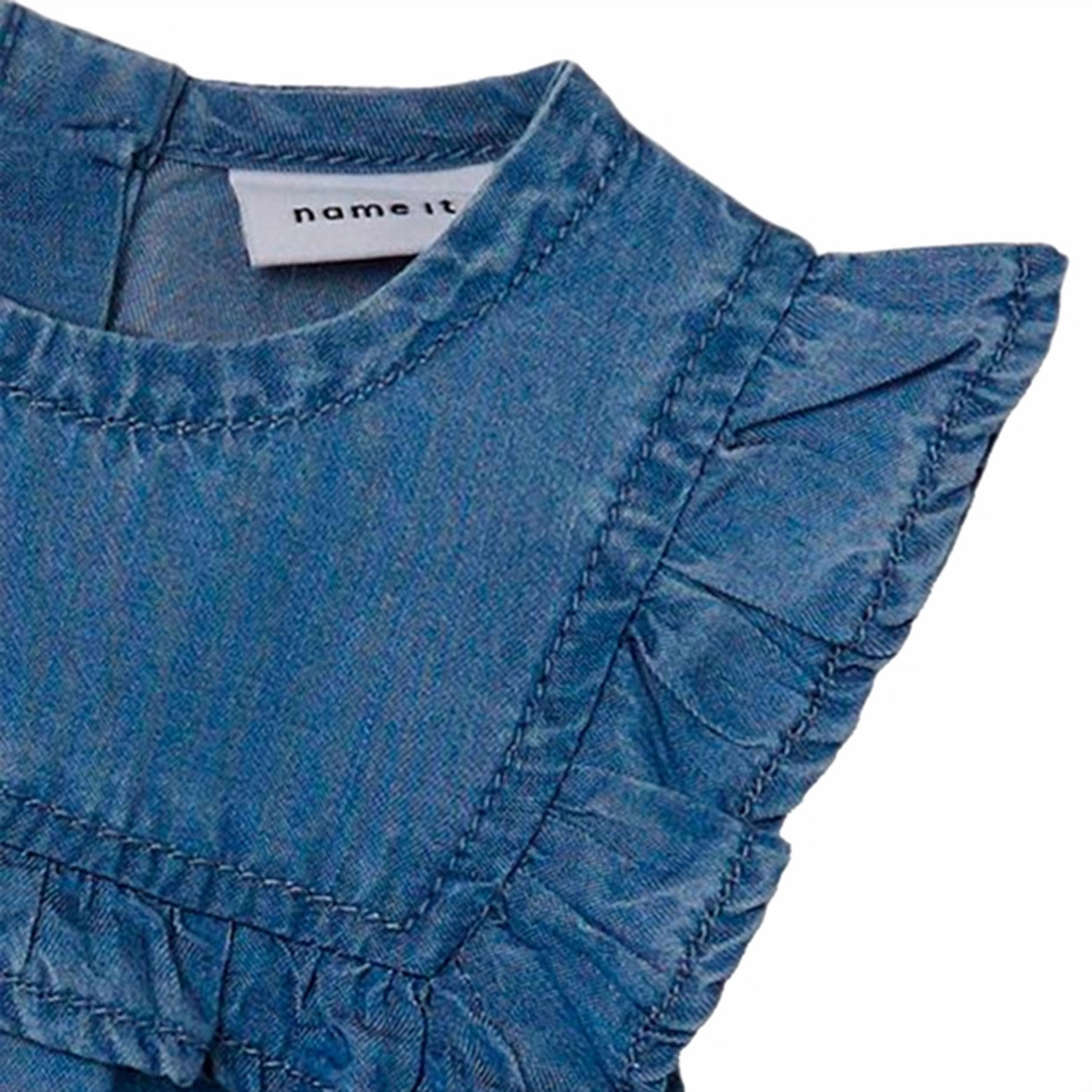 Name it Medium Blue Denim Trine Dress Office Shape