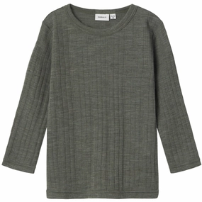 Trendy Apparel Personalized Touch Name It Mulled Basil Wang Wool Needle Blouse Solid Noos