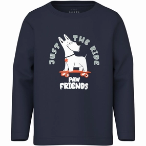 Name It Navy Blazer Skate Dog Nmmvux Ls Top Asymmetrical Cut