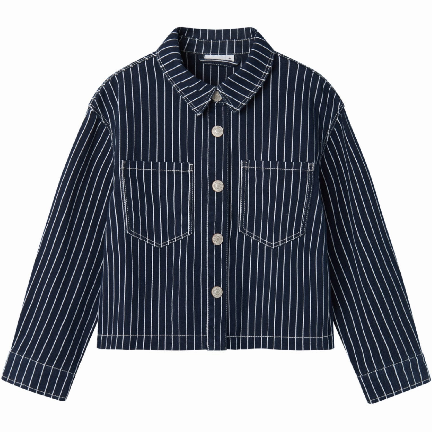 Durable Thread Construction Standalone Option Name It Navy Blazer Zoe Twill Oversize Stripe Shirt