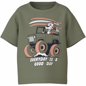Camping attire Moisture Wicking Fabric Name It Oil Green Everyday Is A Good Day Vagno Loose T-Shirt
