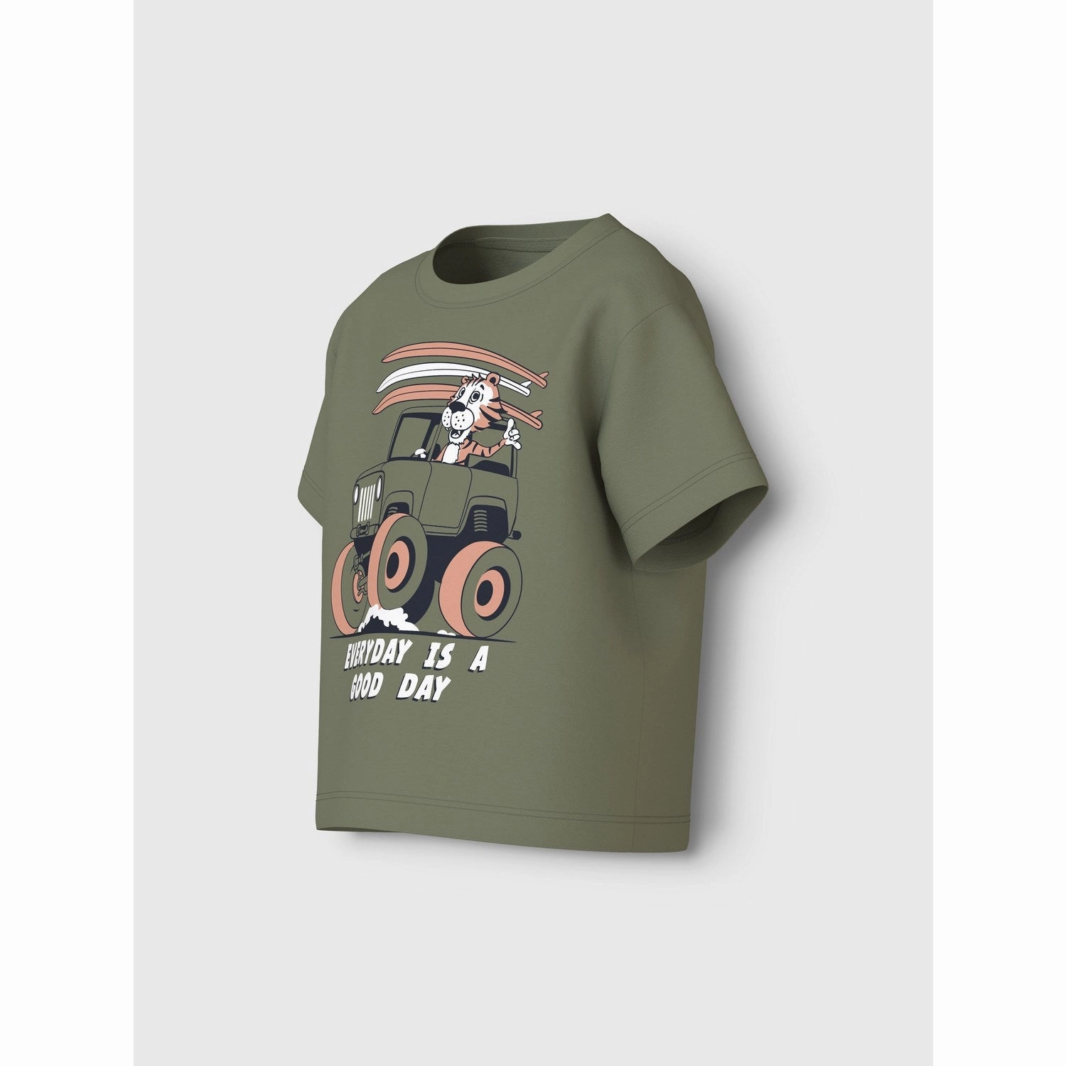 Name It Oil Green Everyday Is A Good Day Vagno Loose T-Shirt Weekend Comfort Style Casual Style