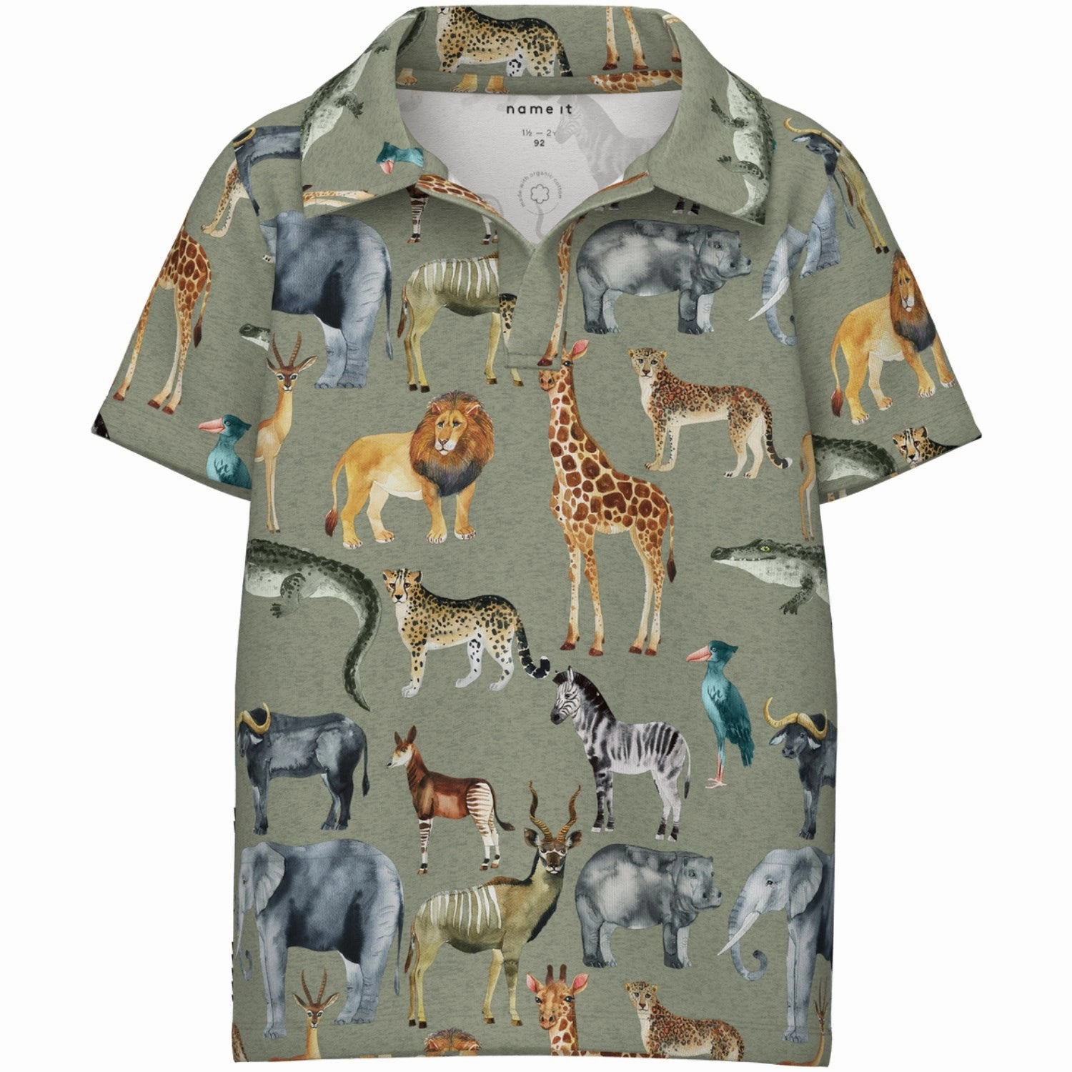 Name It Oil Green Jale Polo Relaxed Neckline Double Layer Shoulder