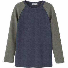 Seamless Sides Designer Touch Name It Ombre Blue Wang Wool Needle Blouse Solid