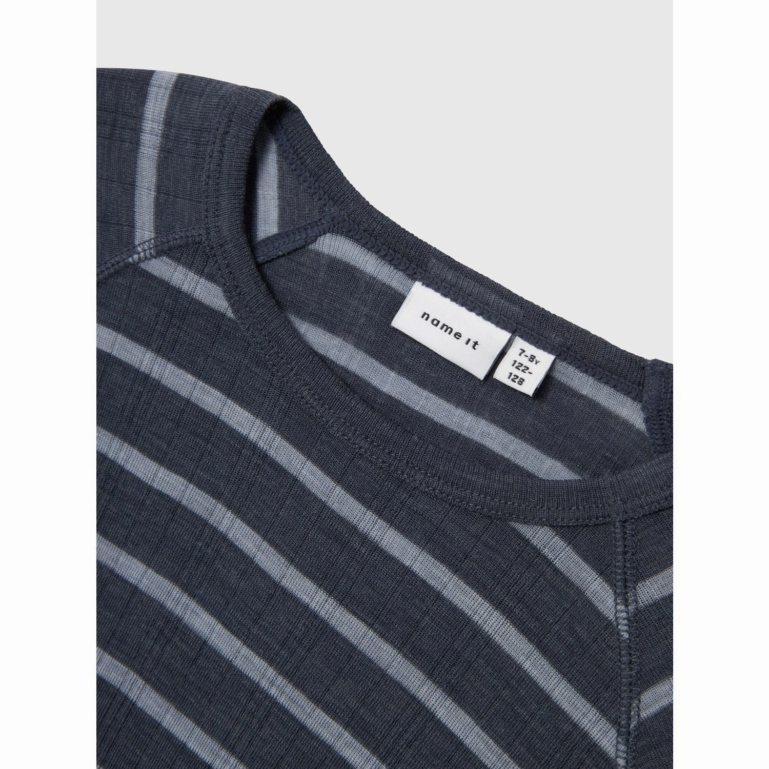 Name It Ombre Blue Wang Wool Needle Blouse Stripe Handcrafted Detail Stylish Element