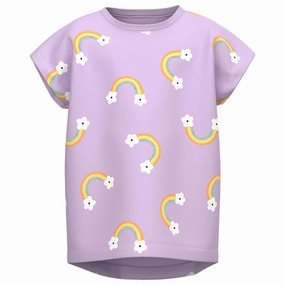 Soft and Light Valentine's Day Name it Orchid Bloom Rainbow AOP Vigga T-Shirt