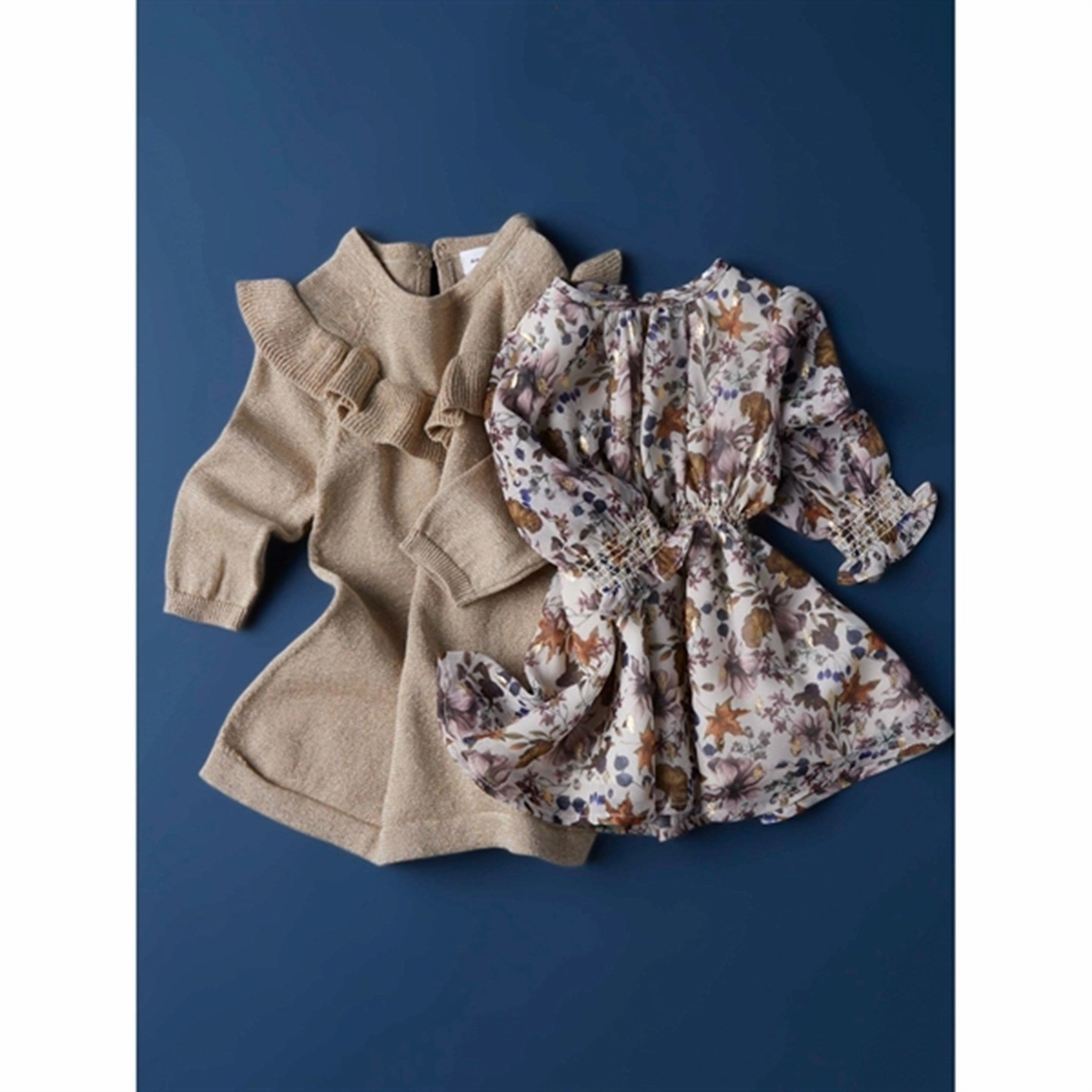 Name it Oxford Tan Resine Knit Dress Feminine Touch Pleat Breeze