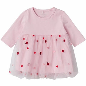 Name it Parfait Pink Floom Dress Silky Silhouette Layered-Sleeve