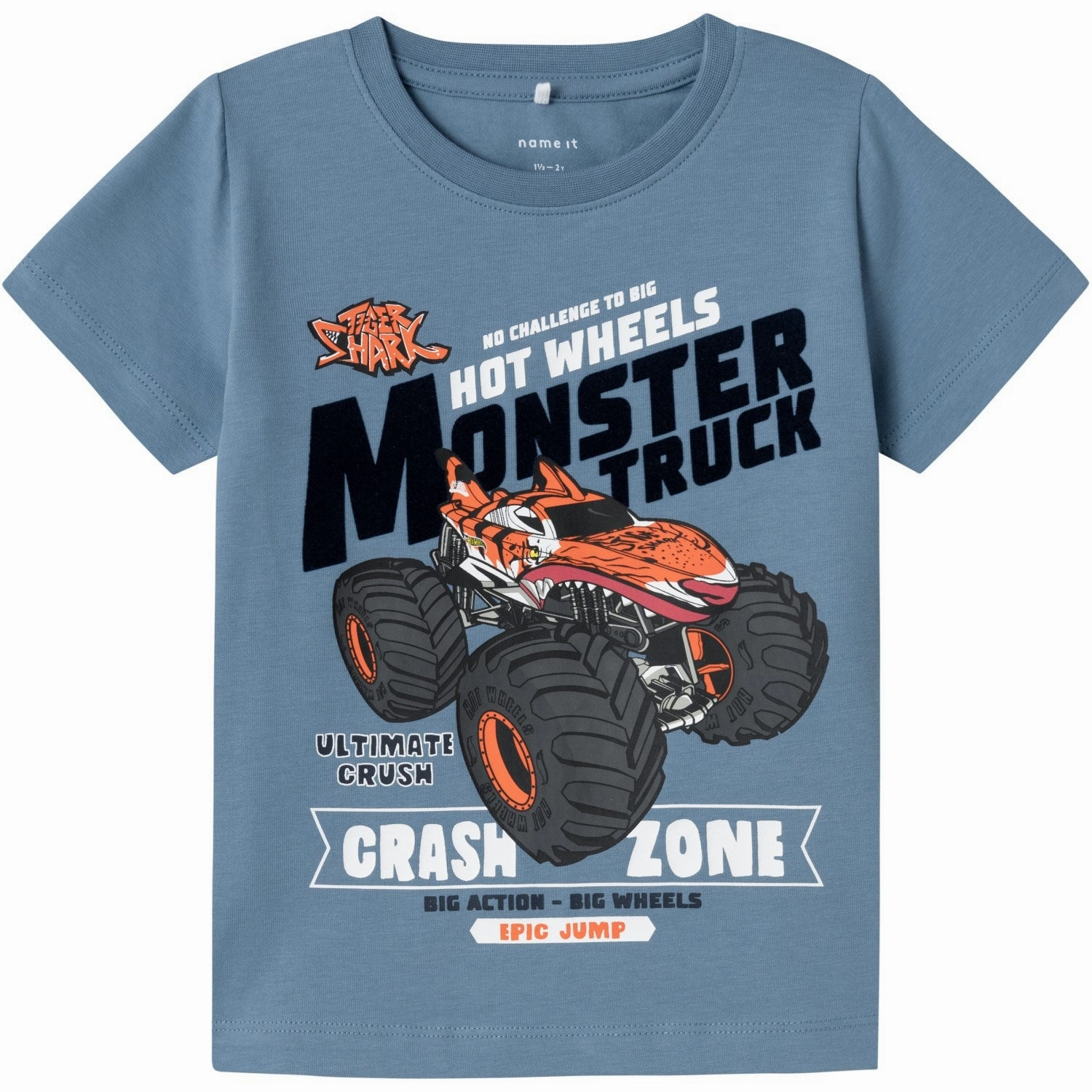 Name It Provincial Blue Arav Hot Wheels T-Shirt Curved Hemline