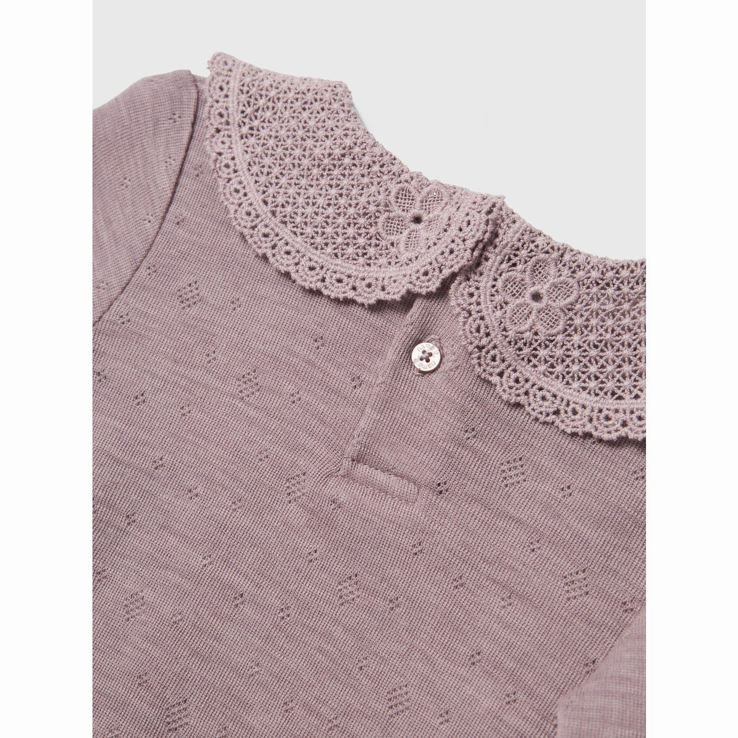 Polished Finish Spring Collection Name It Purple Dove Wang Wool Needle Blouse With Collar