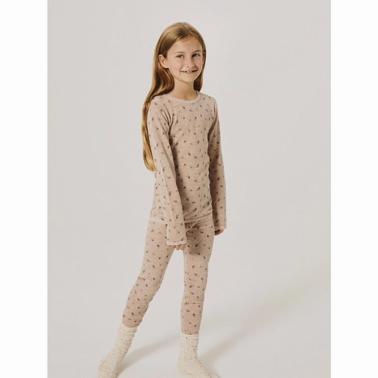 Weekend Outing Name It Shadow Gray Small Flowers Nkfwang Wool Needle Ls Top