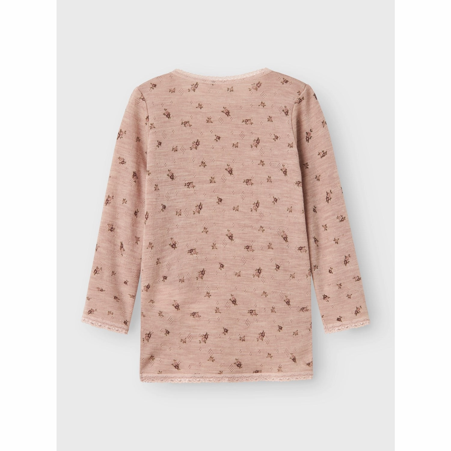 Name It Shadow Gray Small Flowers Nmfwang Wool Needle Ls Top Noos Designer Look