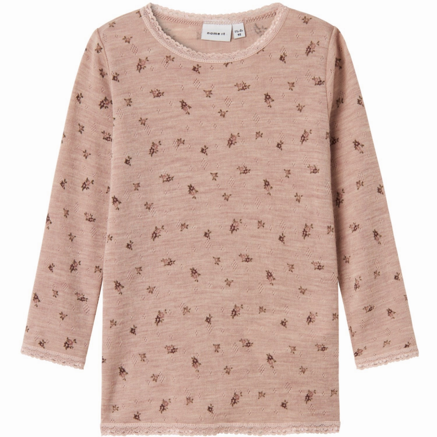 Flexible Mobility Name It Shadow Gray Small Flowers Nmfwang Wool Needle Ls Top Noos