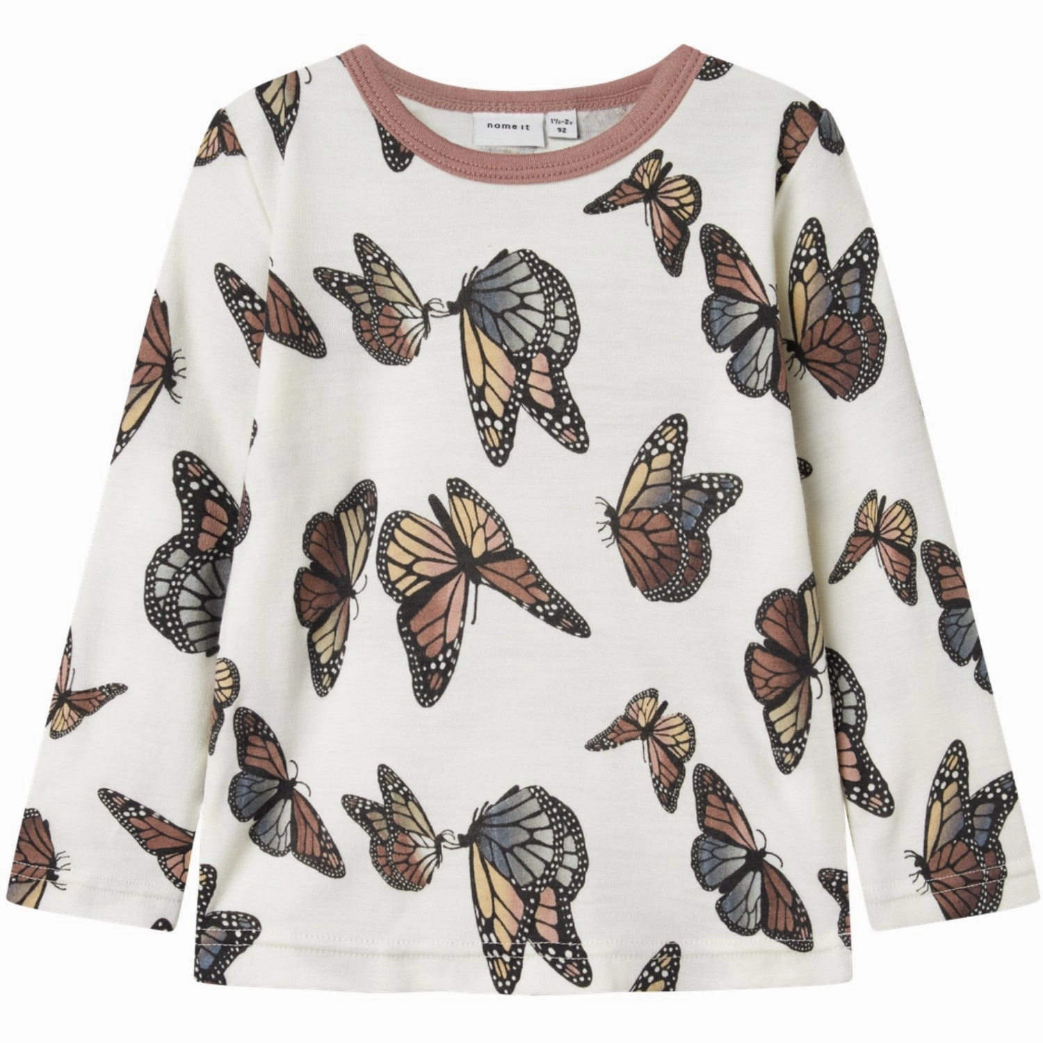 Abstract print Name It Snow White Butterfly Nmfwillitus Wool Ls Top Noos