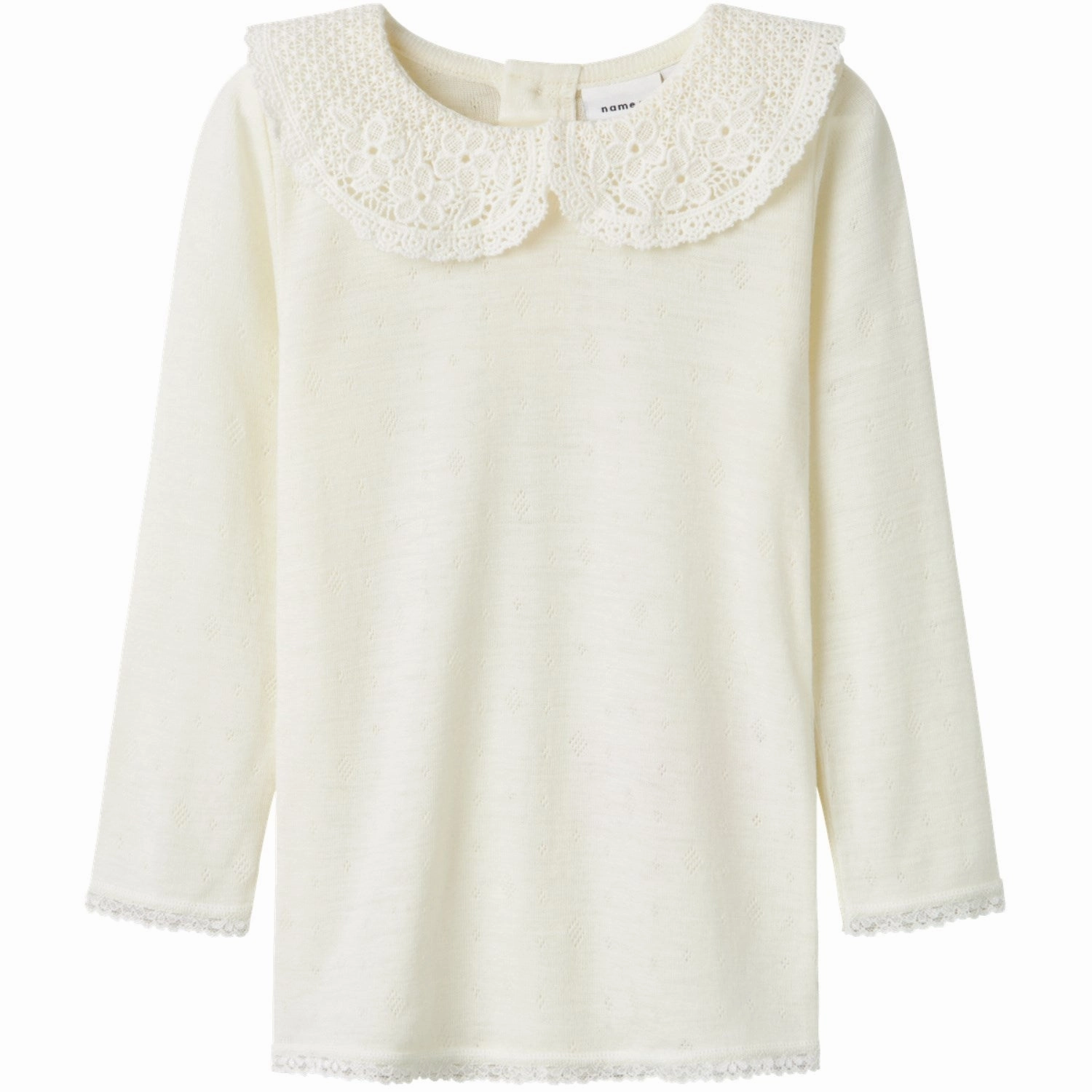 Waffle Weave Name It Snow White Wang Wool Needle Blouse With Collar