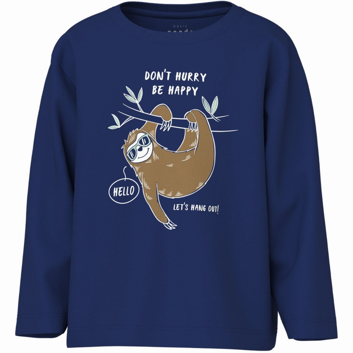 Name It Sodalite Blue Sloth Nmmvagno Ls Loose Top No Chafe Edging