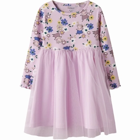 Name It Sweet Dreams Nmfansa Peppa Ls Tulle Dress Cplg Playful printed gown